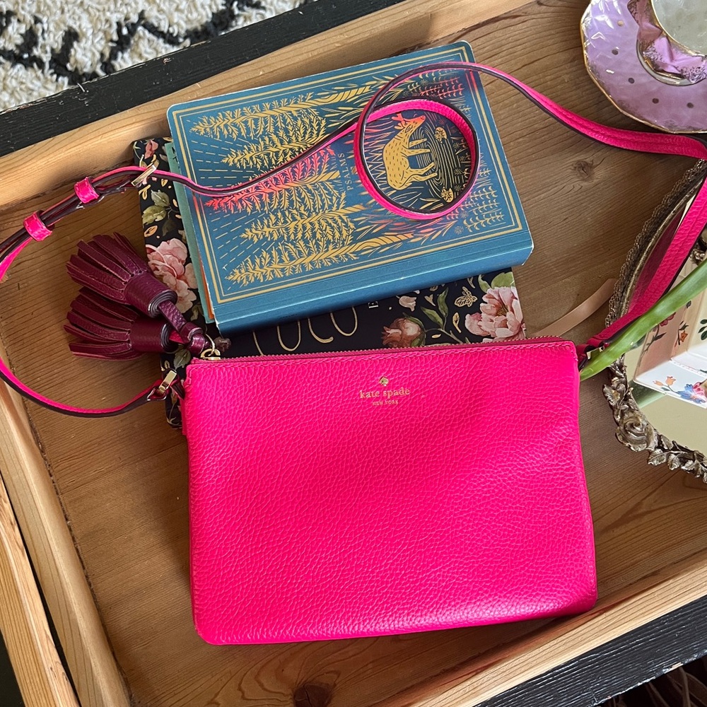 Kate Spade Bright Pink Crossbody Bag with Tassel Accents - Picture 2 of 16